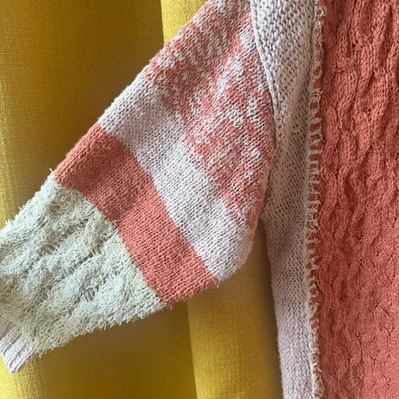 Free People Pink and Cream Button-Up Cardigan - Picture 5 of 5